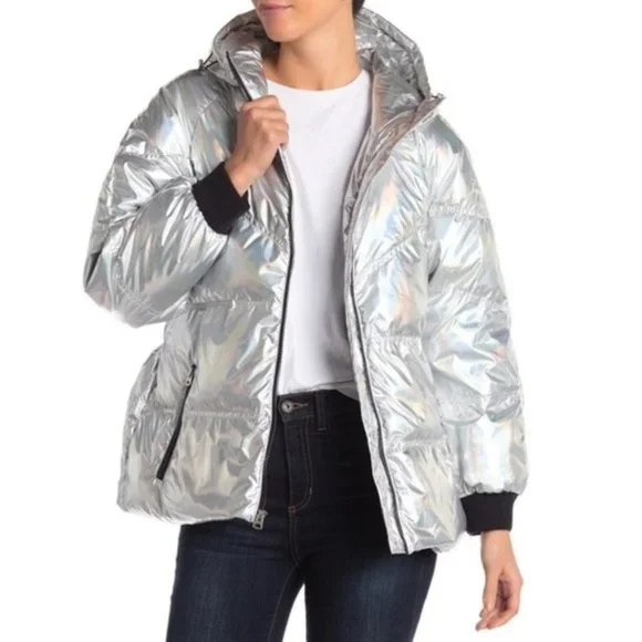 7 For All Mankind Halographic Puffer Jacket - Picture 7 of 7